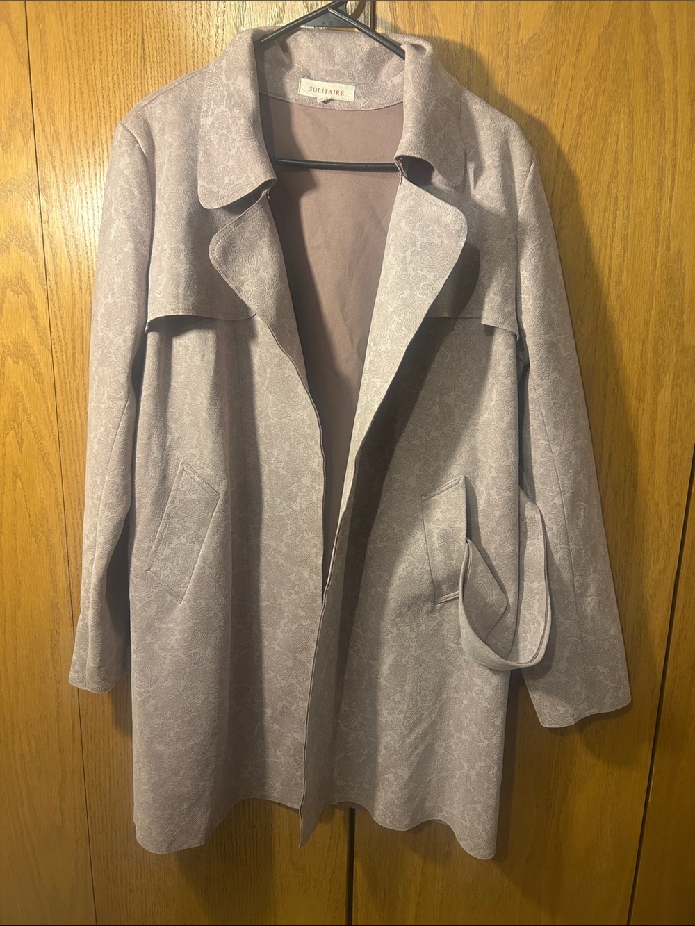Solitaire Women’s XL Paisley Jacket Lightweight Mauve Purple Longline